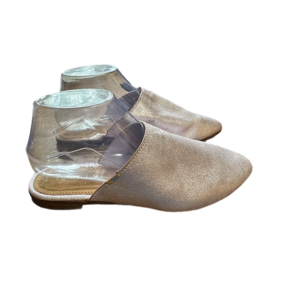TOMS Darcy Mules Women 7.5 Rose Gold Excellent Metallic Pointed Toe Flats